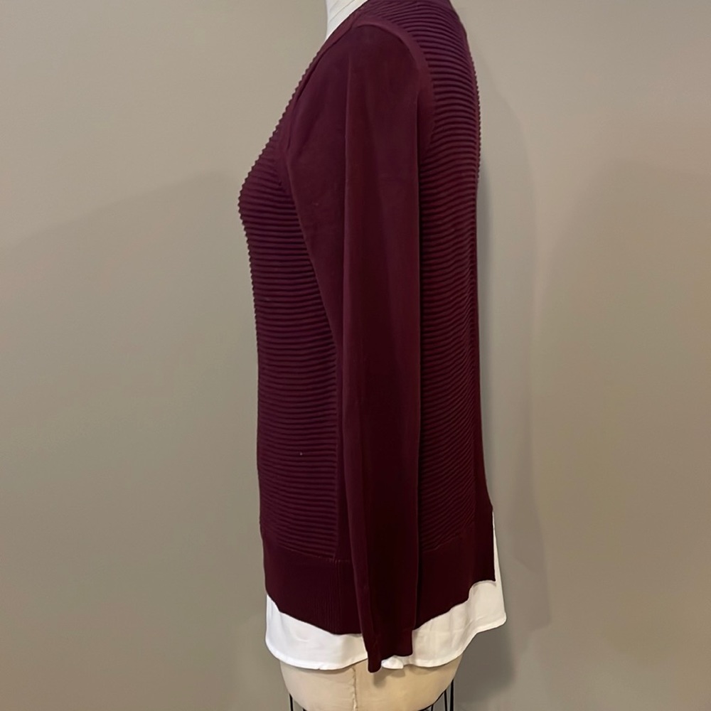 Hilary Radley lightweight ribbed maroon sweater - Picture 3 of 6